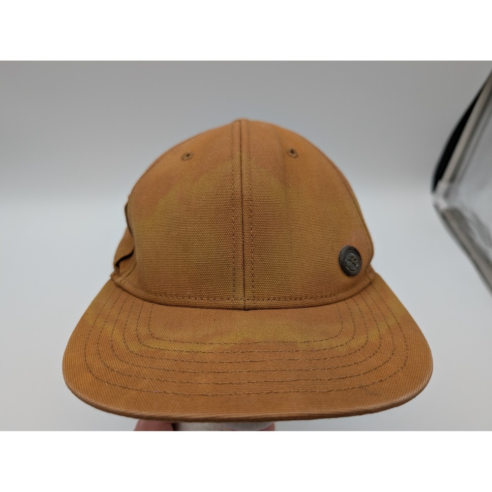 George Mens Brown Canvas Baseball Cap Adjustable Strap Side Pocket One Size